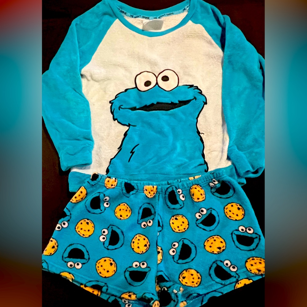 Cookie Monster fleece short set